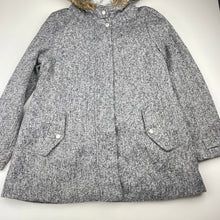 Load image into Gallery viewer, Girls Target, grey hooded jacket / coat, L: 63cm, EUC, size 10,  