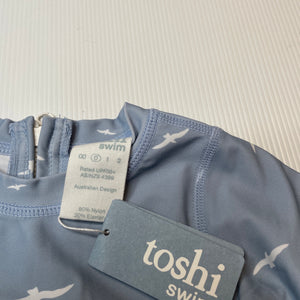 unisex Toshi, long sleeve swim one-piece, seagulls, NEW, size 0,  