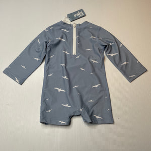 unisex Toshi, long sleeve swim one-piece, seagulls, NEW, size 0,  