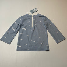 Load image into Gallery viewer, unisex Toshi, blue long sleeve rashie / swim top, seagulls, NEW, size 0,  