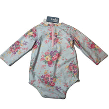 Load image into Gallery viewer, Girls Toshi, long sleeve floral swim one-piece, UPF 50+, *light marks near poppers*, NEW, size 0,  