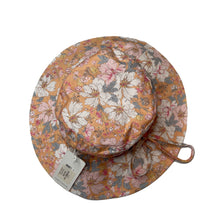 Load image into Gallery viewer, Girls Toshi, orange floral cotton sum hat, Sz: S, circum: 52cm, NEW, size 1-2,  