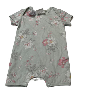 Girls Toshi, green floral cotton romper, NEW, size 0000,  