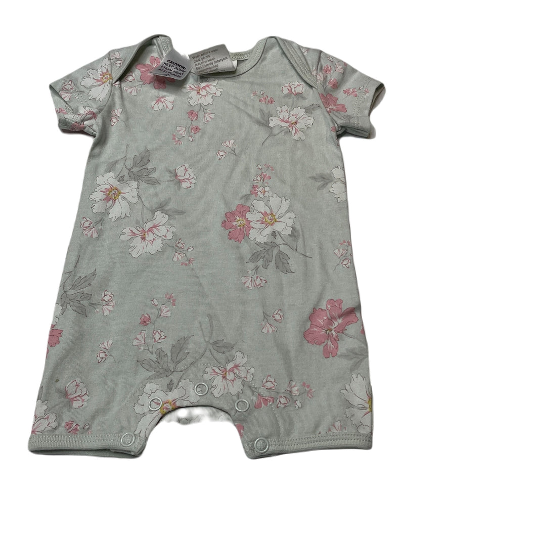 Girls Toshi, green floral cotton romper, NEW, size 0000,  