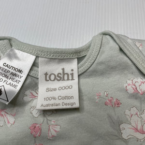 Girls Toshi, green floral cotton romper, NEW, size 0000,  