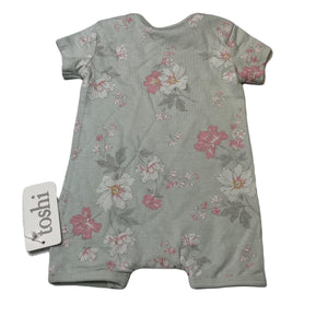 Girls Toshi, green floral cotton romper, NEW, size 0000,  