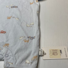 Load image into Gallery viewer, unisex Toshi, blue cotton romper, farmyard animals, NEW, size 000,  