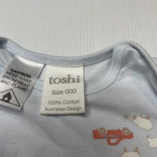 Load image into Gallery viewer, unisex Toshi, blue cotton romper, farmyard animals, NEW, size 000,  