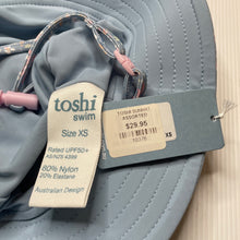 Load image into Gallery viewer, Girls Toshi, blue floral swim sun hat, UPF 50+, Sz: XS, circum: 43cm, NEW, size 000-00,  