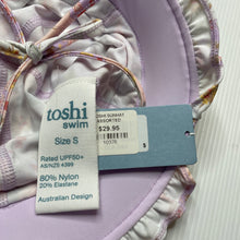 Load image into Gallery viewer, Girls Toshi, floral swim sun hat, UPF 50+, Sz: S, circum: 52cm, NEW, size 1-2,  