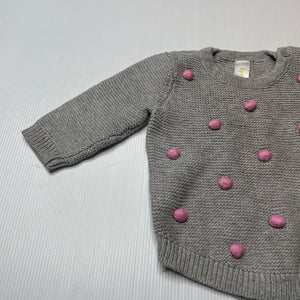 Girls Dymples, knitted cotton sweater / jumper, light mark left sleeve, FUC, size 00,  