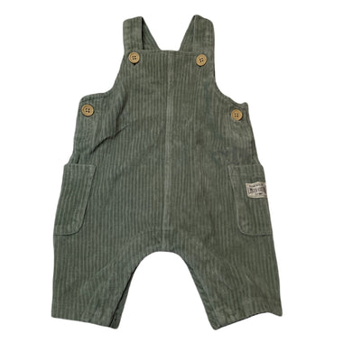 Boys Dymples, green ribbed velour overalls, EUC, size 000,  