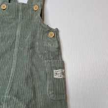Load image into Gallery viewer, Boys Dymples, green ribbed velour overalls, EUC, size 000,  