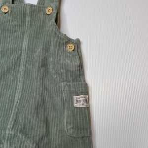 Boys Dymples, green ribbed velour overalls, EUC, size 000,  