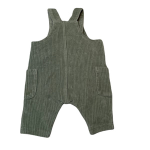 Boys Dymples, green ribbed velour overalls, EUC, size 000,  