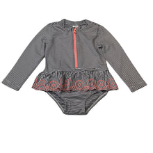 Load image into Gallery viewer, Girls Anko, striped long sleeve swim one-piece, EUC, size 2,  