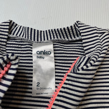 Load image into Gallery viewer, Girls Anko, striped long sleeve swim one-piece, EUC, size 2,  