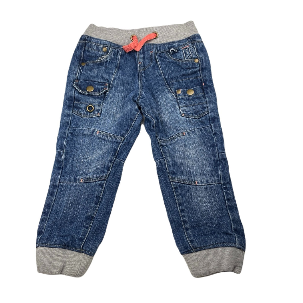 unisex Lily & Dan, lined denim pants, elasticated, Inside leg: 33.5cm, GUC, size 3,  