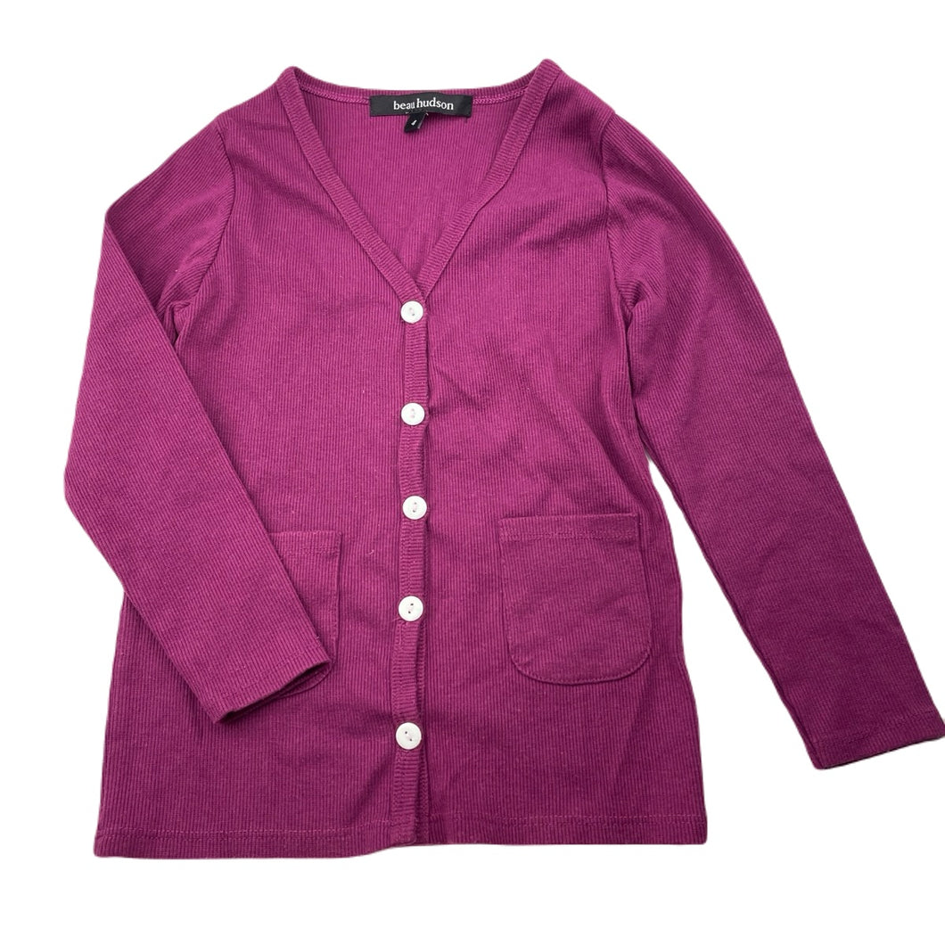 Girls Beau Hudson, magenta signature ribbed lightweight cardigan, GUC, size 4,  