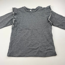 Load image into Gallery viewer, Girls H&amp;T, grey &amp; silver metallic long sleeve top, EUC, size 6,  
