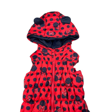 Girls Disney, Minnie Mouse hooded puffer vest, small mark, FUC, size 4,  