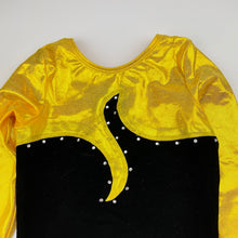 Load image into Gallery viewer, Girls Cool Embroidery, black &amp; gold gymnastics leotard, EUC, size 8,  