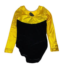 Load image into Gallery viewer, Girls Cool Embroidery, black &amp; gold gymnastics leotard, EUC, size 8,  