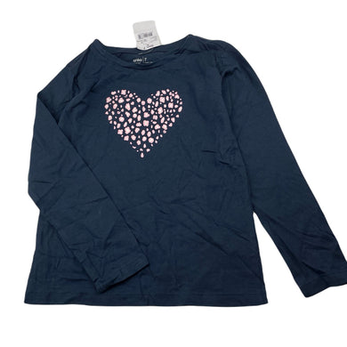 Girls Anko, navy cotton long sleeve tee / top, NEW, size 7,  