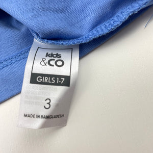 Girls Kids & Co, blue cotton long sleeve tee / top, NEW, size 3,  