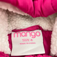 Load image into Gallery viewer, Girls Mango, pink hooded puffer vest / jacket, GUC, size 4,  