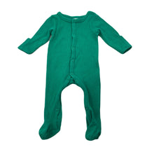 Load image into Gallery viewer, unisex Baby Berry, green ribbed coverall / romper, GUC, size 0000,  