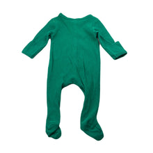 Load image into Gallery viewer, unisex Baby Berry, green ribbed coverall / romper, GUC, size 0000,  