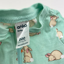 Load image into Gallery viewer, unisex Anko, stretchy zip coverall / romper, rabbits, FUC, size 000,  