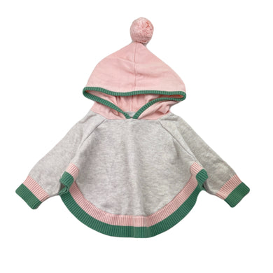 Girls Seed, knitted cotton hooded poncho sweater, GUC, size 00,  