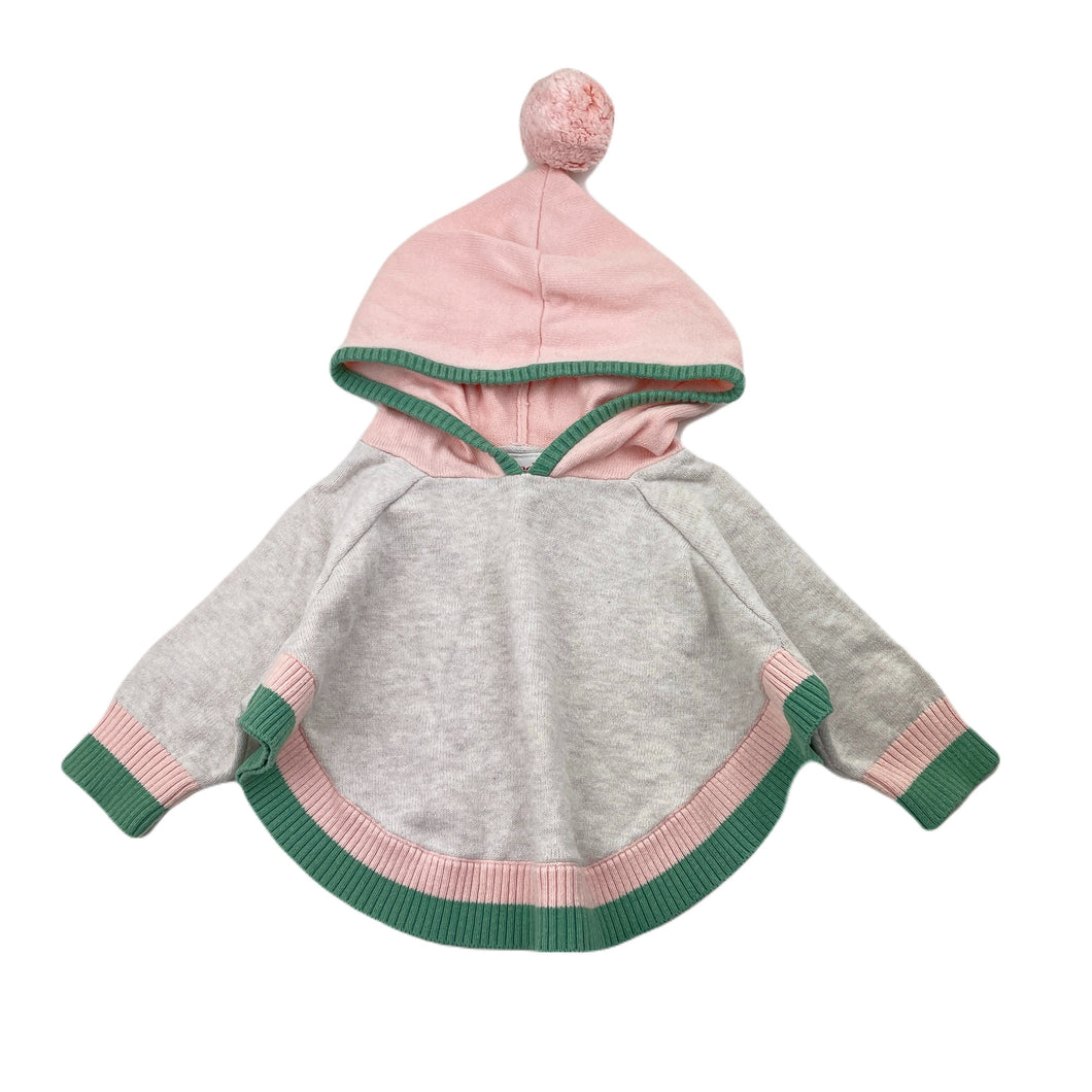 Girls Seed, knitted cotton hooded poncho sweater, GUC, size 00,  