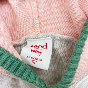 Girls Seed, knitted cotton hooded poncho sweater, GUC, size 00,  