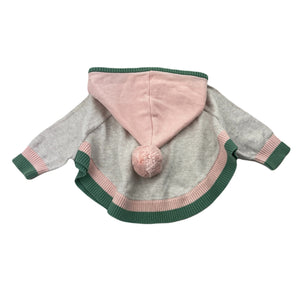 Girls Seed, knitted cotton hooded poncho sweater, GUC, size 00,  