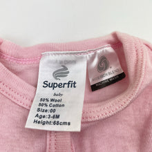 Load image into Gallery viewer, Girls Superfit, pink wool/cotton coverall / romper, FUC, size 00,  