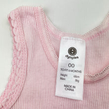 Load image into Gallery viewer, Girls Dymples, pink ribbed cotton singlet top, GUC, size 00,  