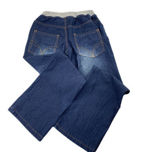 Load image into Gallery viewer, Boys dark, stretch denim pants, elasticated, Inside leg: 52cm, small marks waistband, FUC, size 6,  