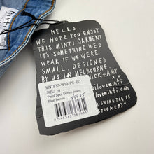 Load image into Gallery viewer, unisex Minti, paint spot stretch denim jeans, adjustable, Inside leg: 39cm, NEW, size 4,  