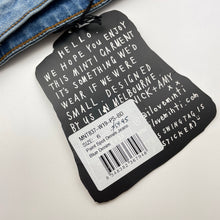 Load image into Gallery viewer, unisex Minti, paint spot stretch denim jeans, adjustable, Inside leg: 45cm, NEW, size 6,  