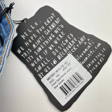 Load image into Gallery viewer, unisex Minti, paint spot stretch denim jeans, adjustable, Inside leg: 59.5cm, NEW, size 10,  