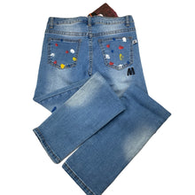 Load image into Gallery viewer, unisex Minti, paint spot stretch denim jeans, adjustable, Inside leg: 59.5cm, NEW, size 10,  