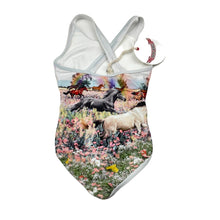 Load image into Gallery viewer, Girls PAPER WINGS, swim one-piece, horses, NEW, size 5,  