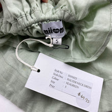 Load image into Gallery viewer, Girls Mii Love Mu, green linen halter-neck summer dress, NEW, size 5, L: 56cm