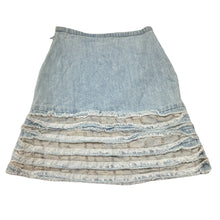 Load image into Gallery viewer, Girls Mii Love Mu, stonewash lightweight denim skirt, L: 38cm, W: 25.5cm across, NEW, size 6,  