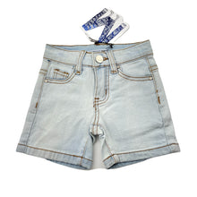 Load image into Gallery viewer, Boys Minti, bleach blue stretch denim shorts, adjustable, NEW, size 2,  
