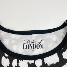 Load image into Gallery viewer, unisex Duke of LONDON, black &amp; white stretchy tee / top, NEW, size 10,  