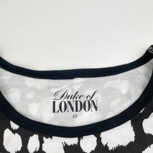 unisex Duke of LONDON, black & white stretchy tee / top, NEW, size 10,  